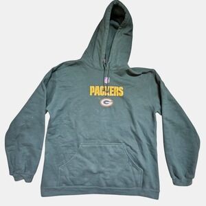 Green Bay Y2K Packers Pullover Hoodie Sweatshirt L‎ Reebok NFL Football Athletic